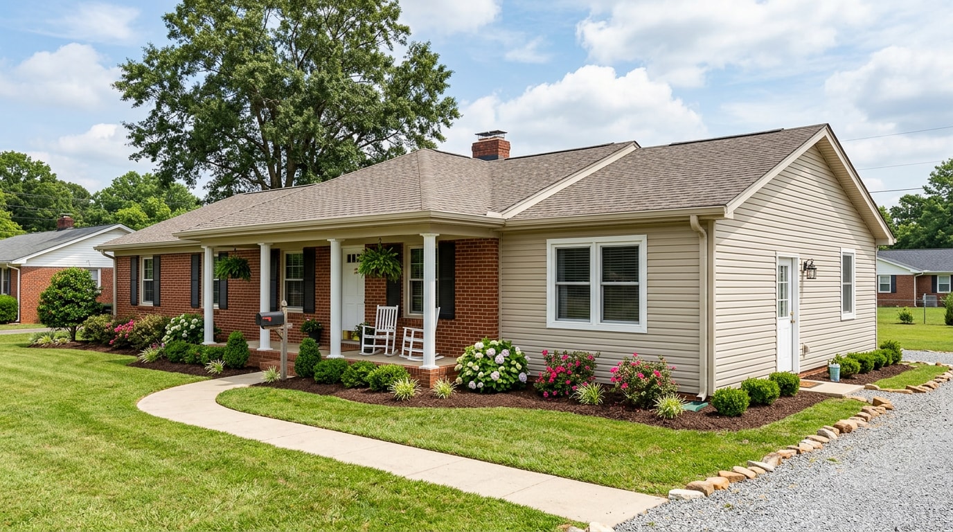 Finished modular home addition attached to a brick ranch house in Alabama Finished modular home addition attached to a brick ranch house in Alabama